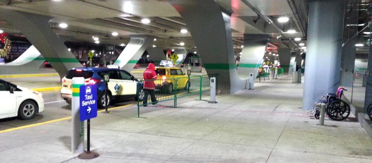 ohare airport taxi line on ground level pickup