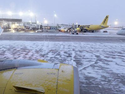 Spirit Airlines plane at the gate in Chicago