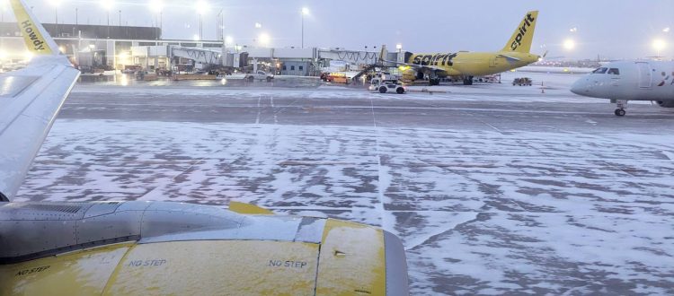 Spirit Airlines plane at the gate in Chicago