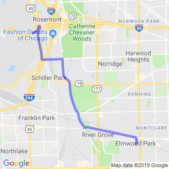 Limousine service between Elmwood Park, IL and O'Hare Midway airport